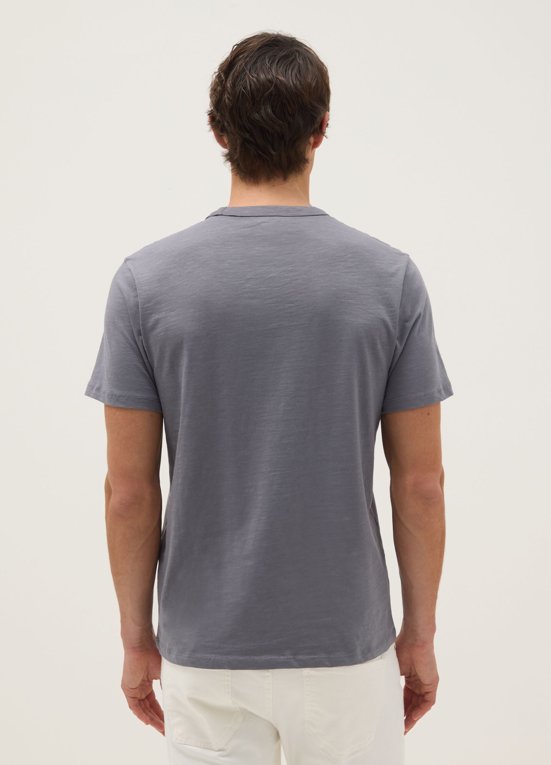 Grey pure cotton short sleeve T-shirt regular fit
