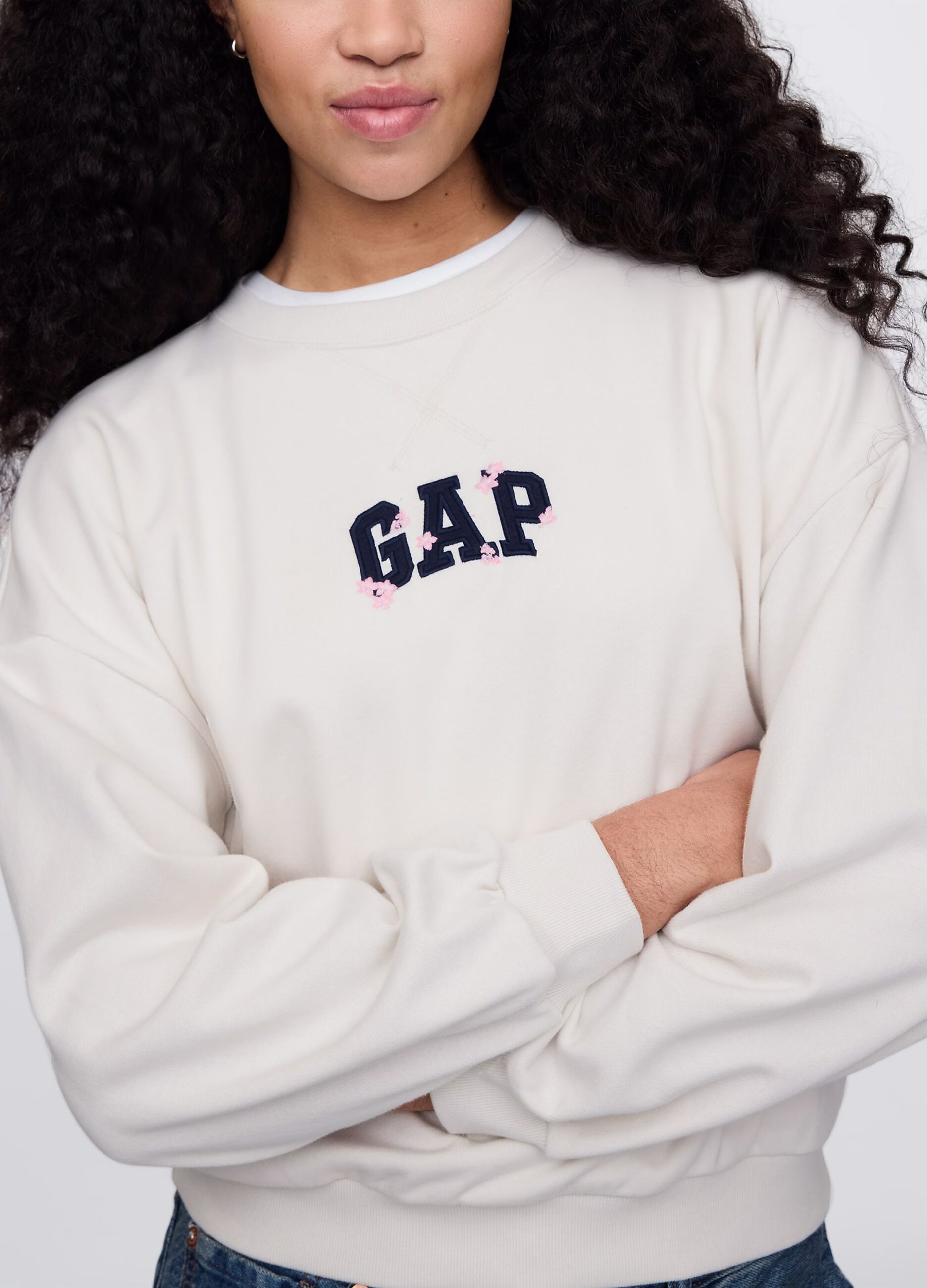 White sweatshirt with logo embroidery