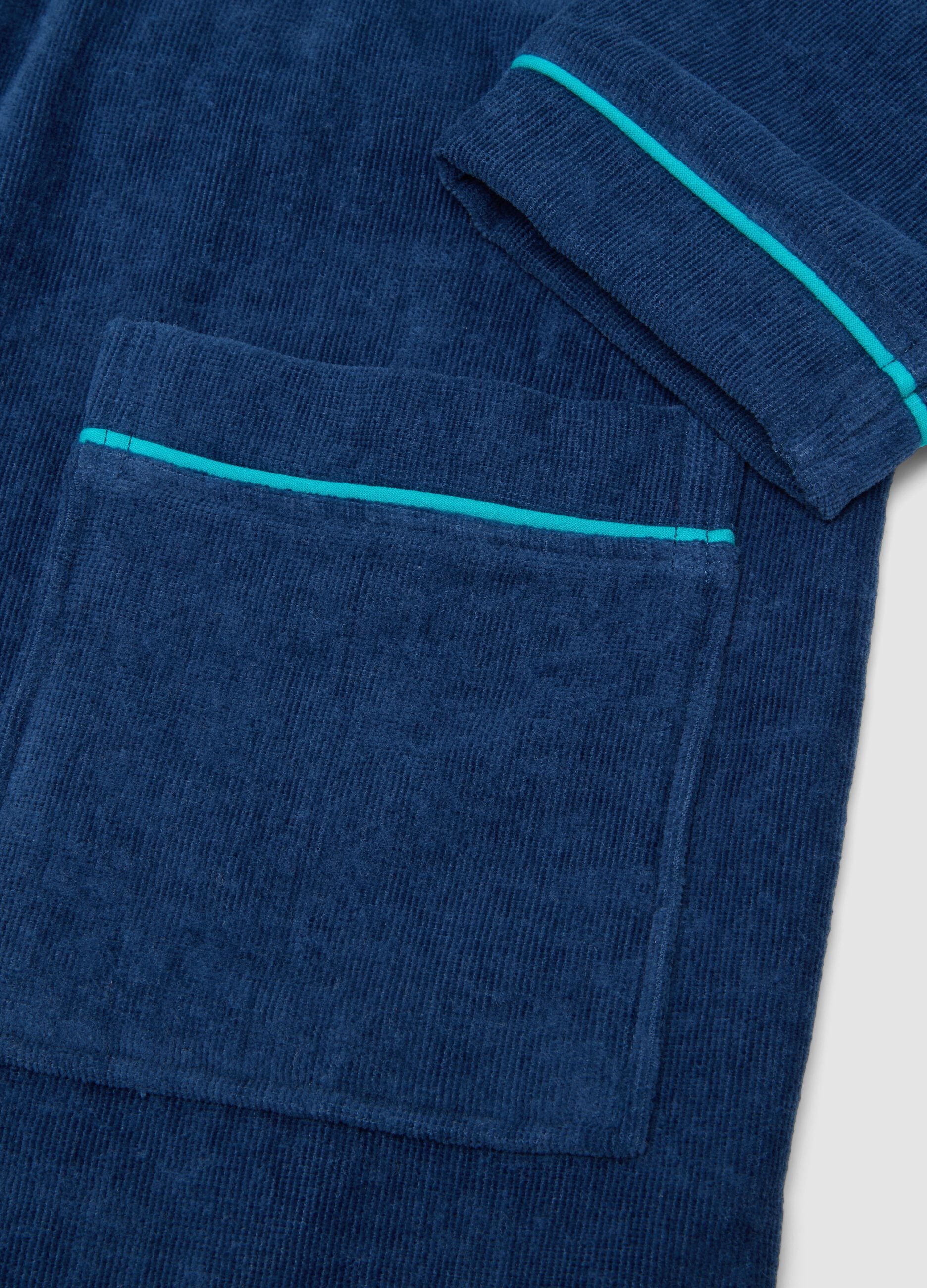Blue organic cotton hooded bathrobe for boys