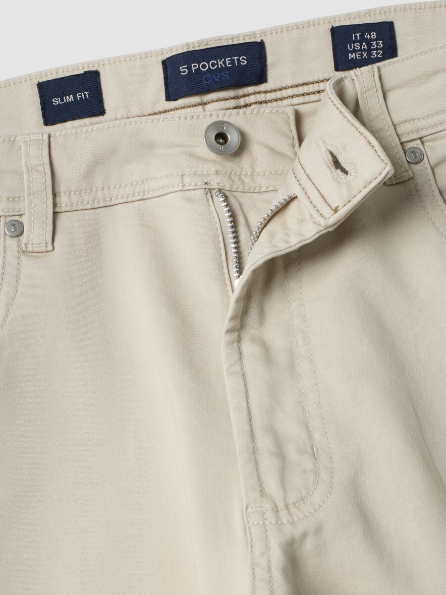 Green slim-fit stretch cotton dobby trousers_2