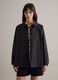 Black oversized cotton blend jacket with hidden closure_3