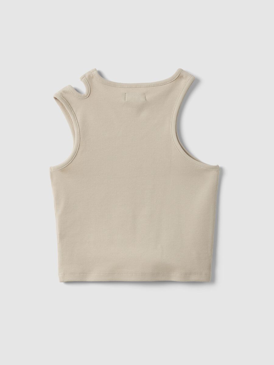 Girls' beige fitted cotton stretch tank top_4