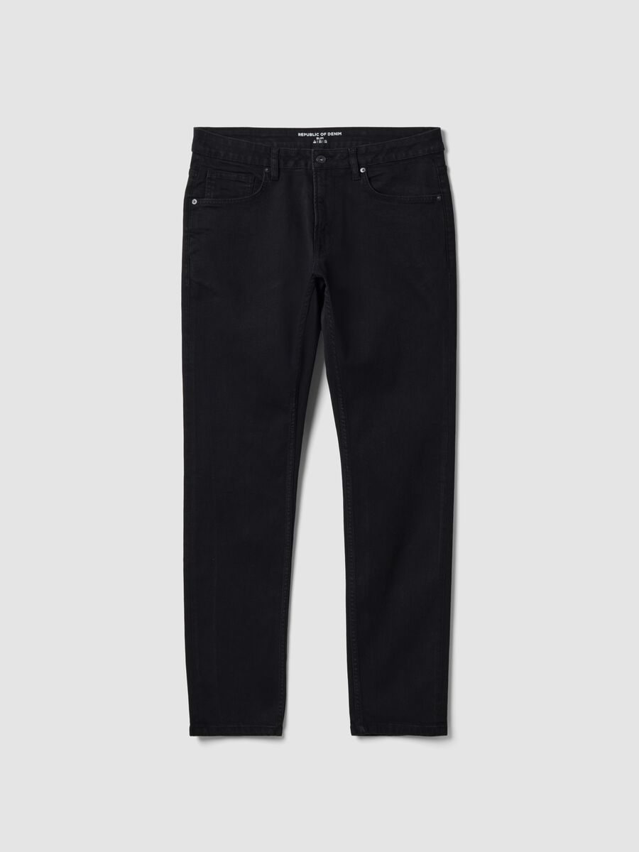 Black slim-fit stretch cotton denim jeans_0