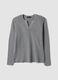 Maglia grigia in misto cotone con scollo serafino regular fit_0