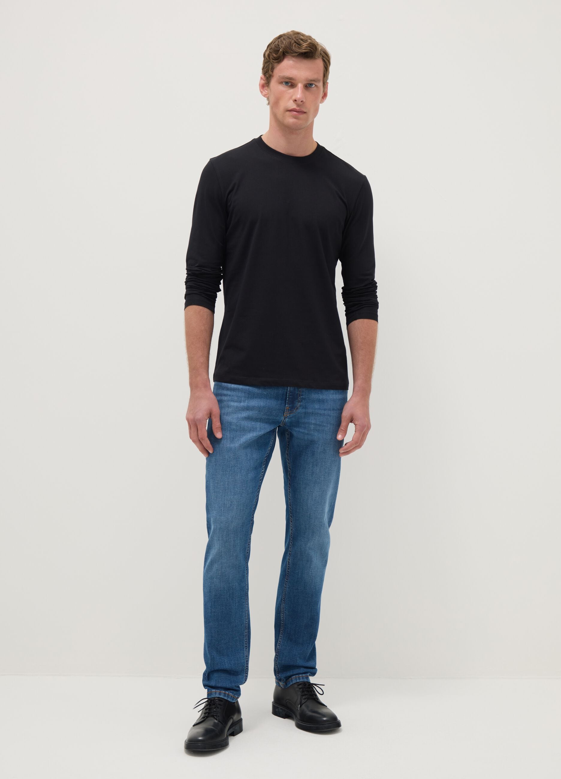 Slim fit stretch cotton blue jeans