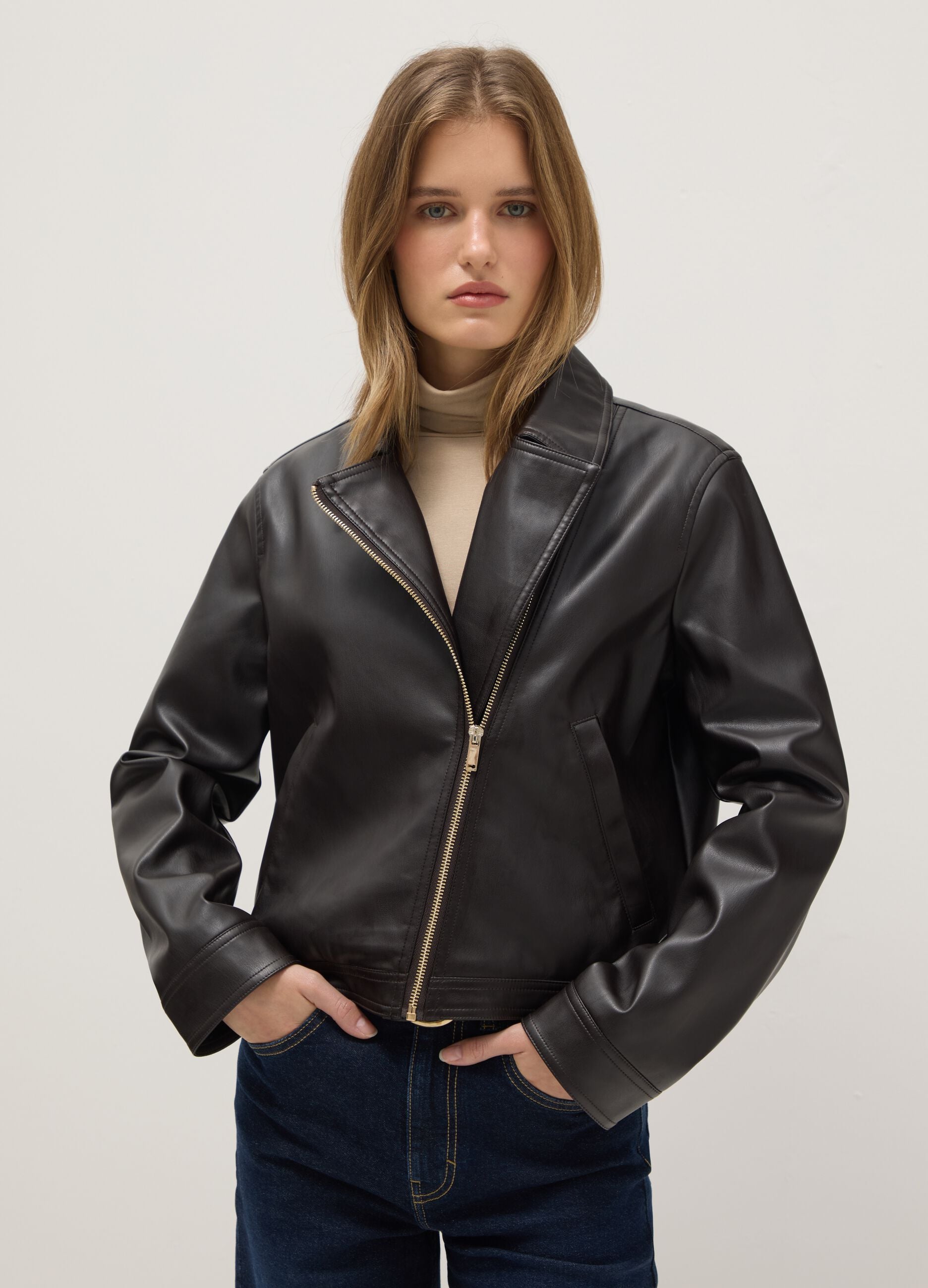Black regular fit full zip jacket