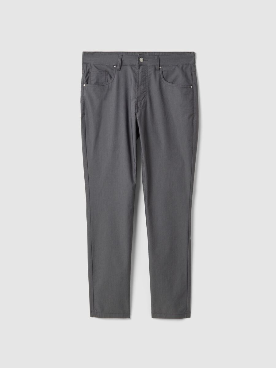 Grey stretch cotton blend slim fit chino trousers_4