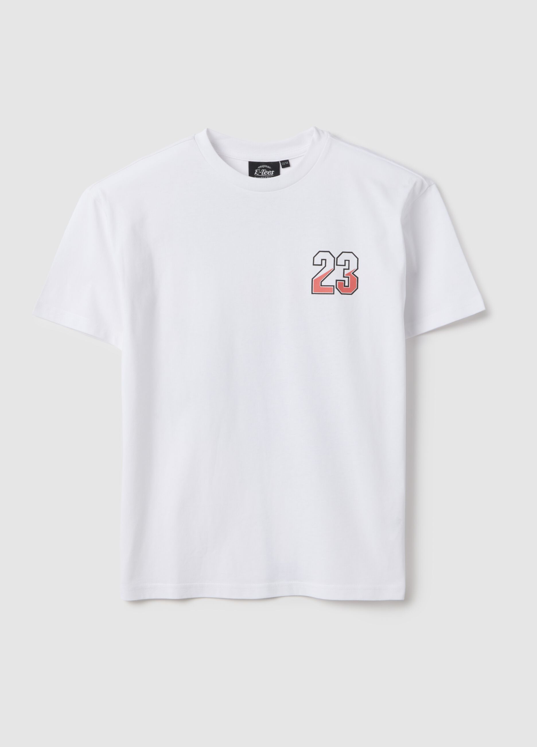 Oversized white cotton kids' T-shirt with print