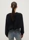 Black oversized cotton blend sweatshirt with V-neck_3