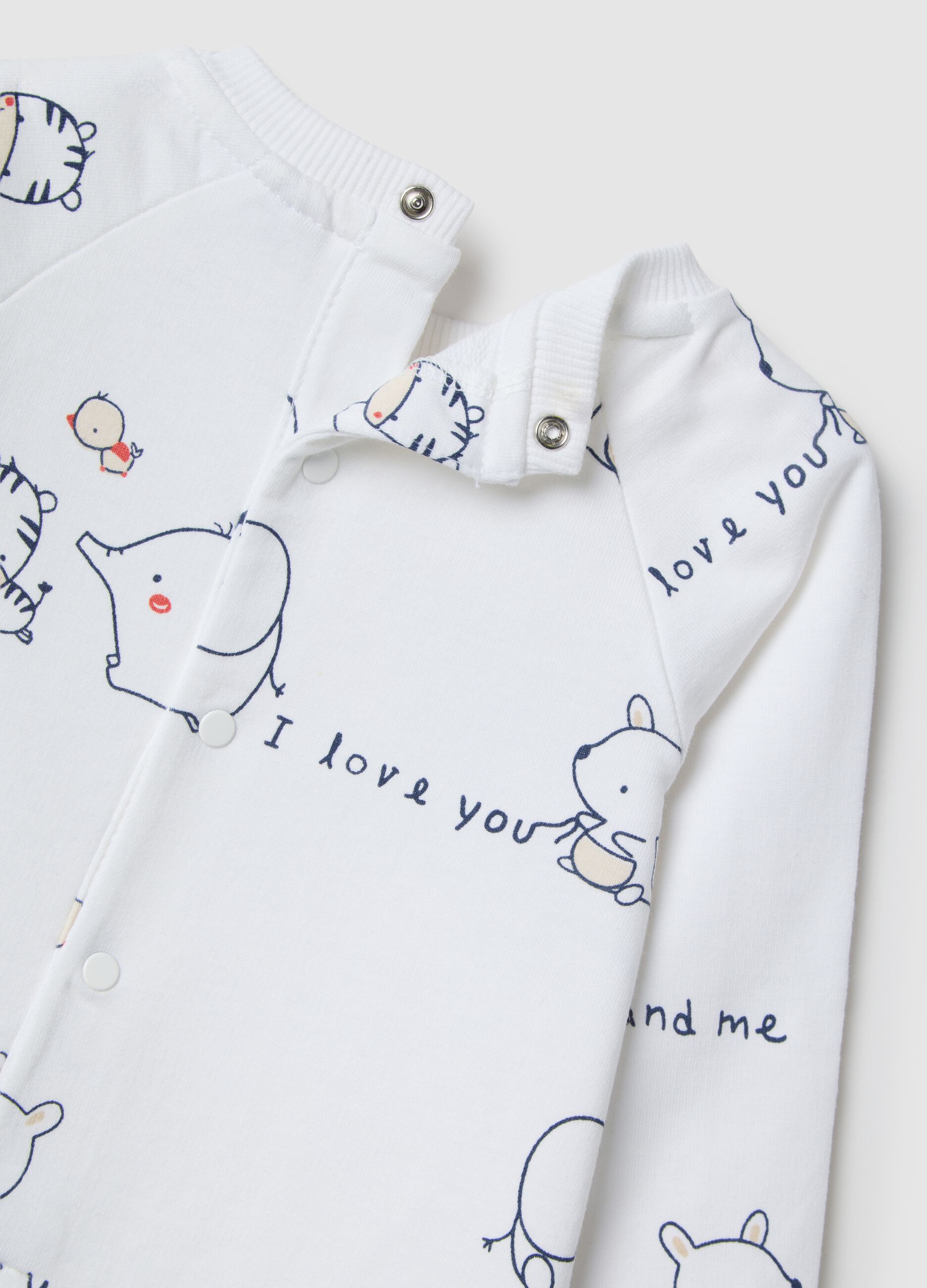 White newborn bodysuit in pure cotton with prints