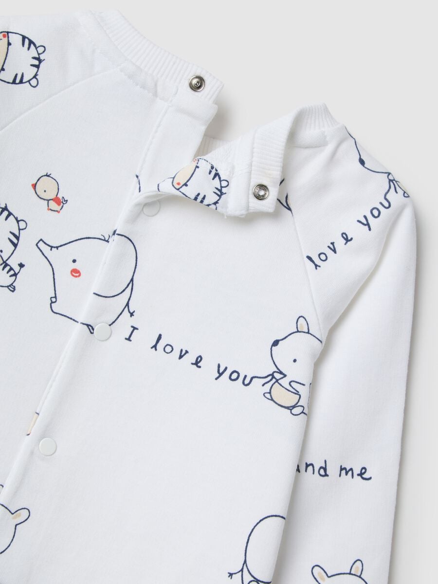 White newborn bodysuit in pure cotton with prints_3
