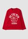 Red pure organic cotton T-shirt with varsity print for boys_0