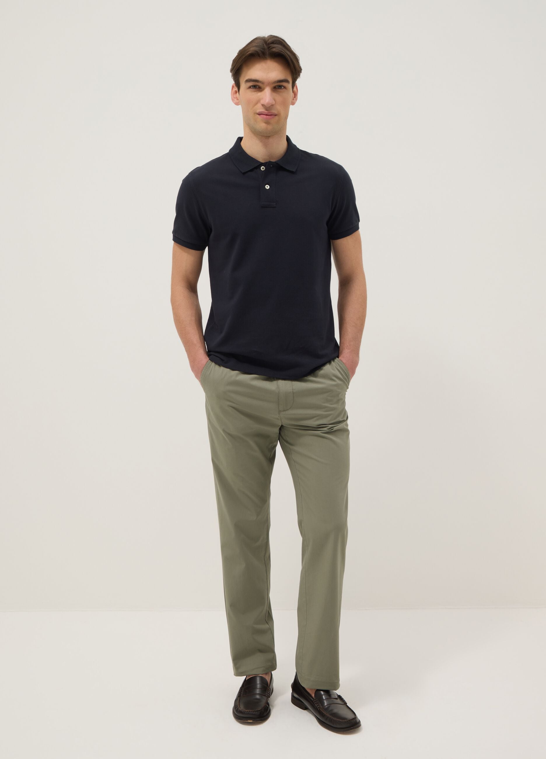 Slim fit blue pure cotton polo