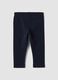 Blue stretch organic cotton leggings with rhinestones for baby girl_1