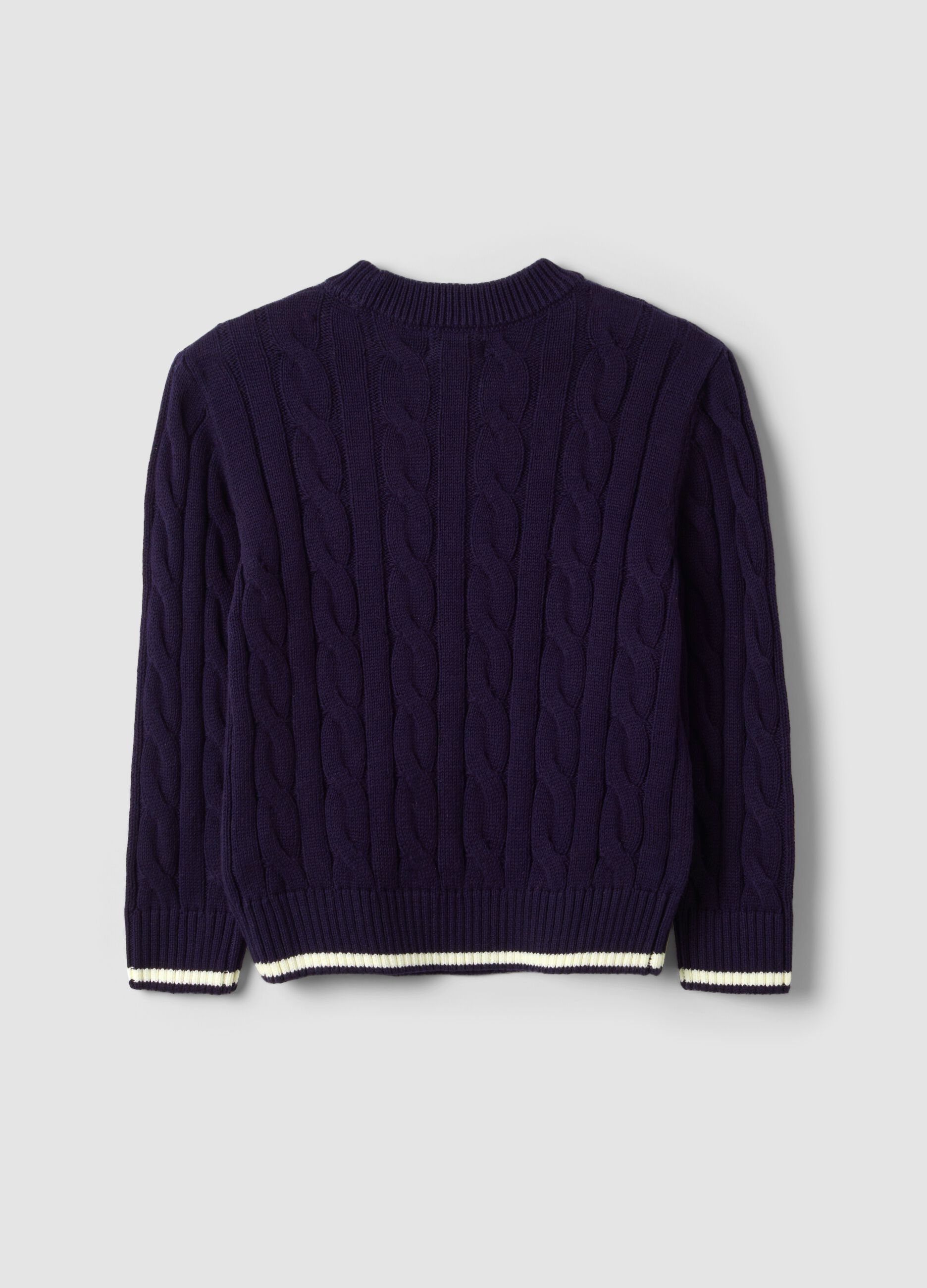 Blue pure cotton cable-knit oversized jumper for boys