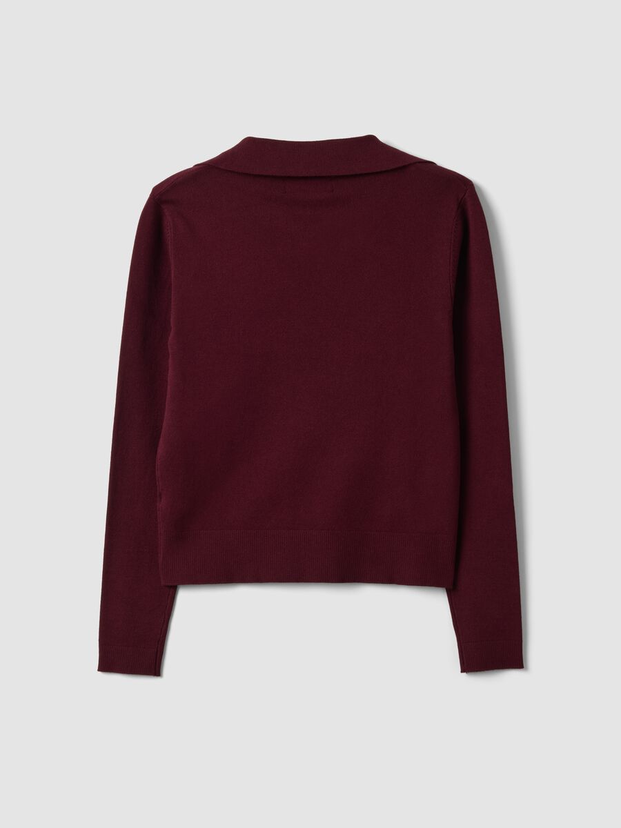 Red viscose-blend polo-collar top, regular fit_6