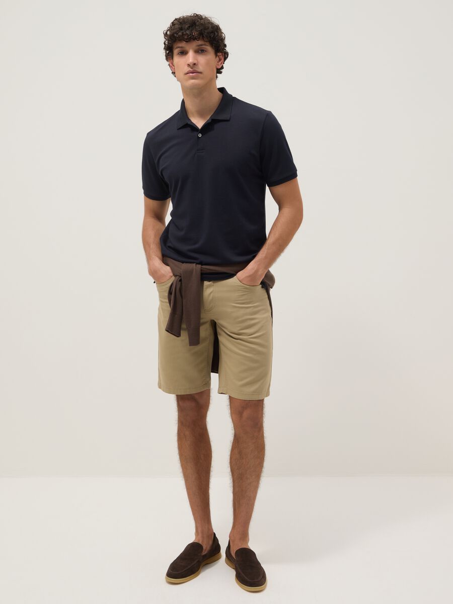 Shorts beige in puro cotone regular fit_0