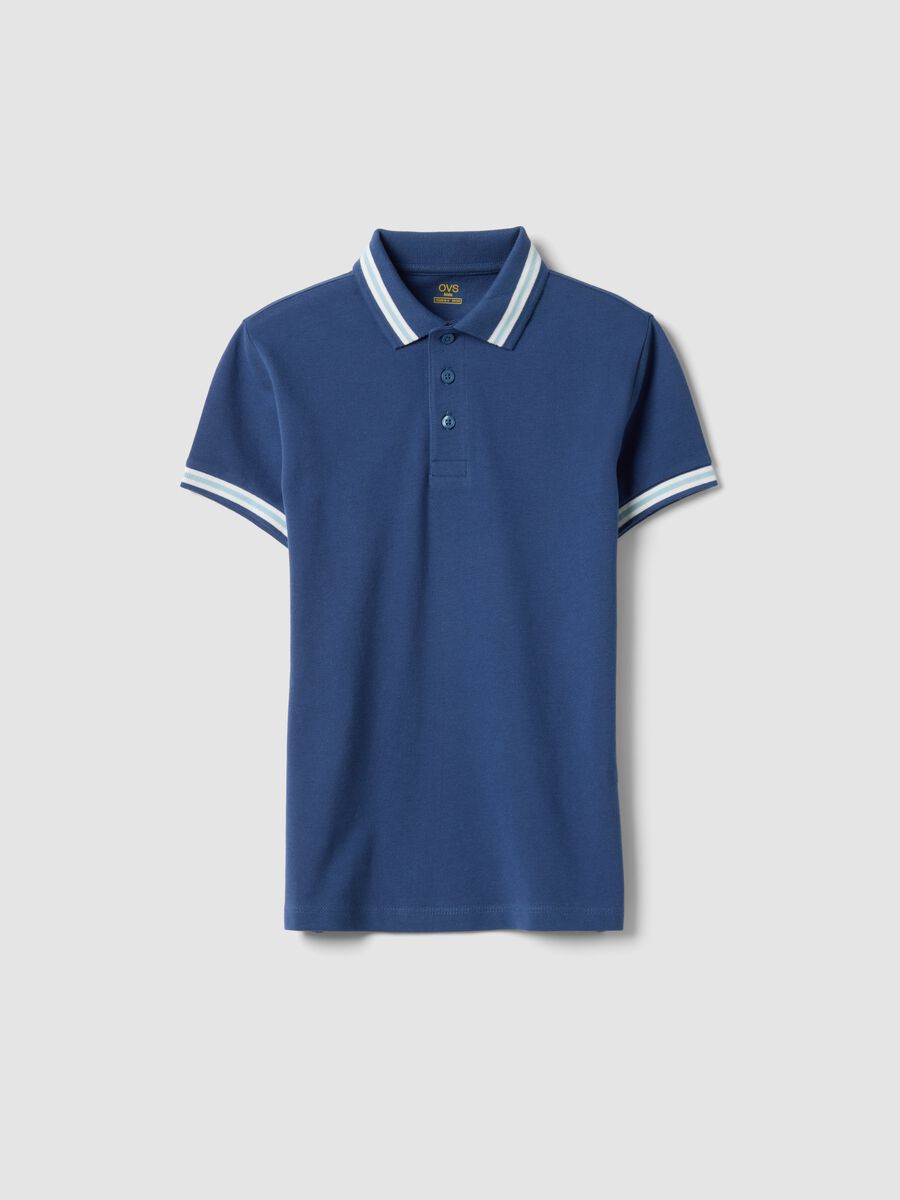 Boy's blue pure cotton polo, regular fit_3