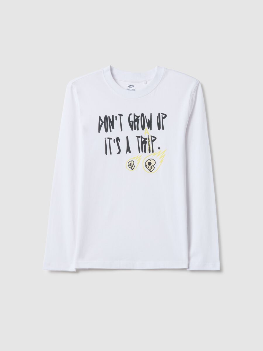 White pure cotton regular fit T-shirt with print for boys_3