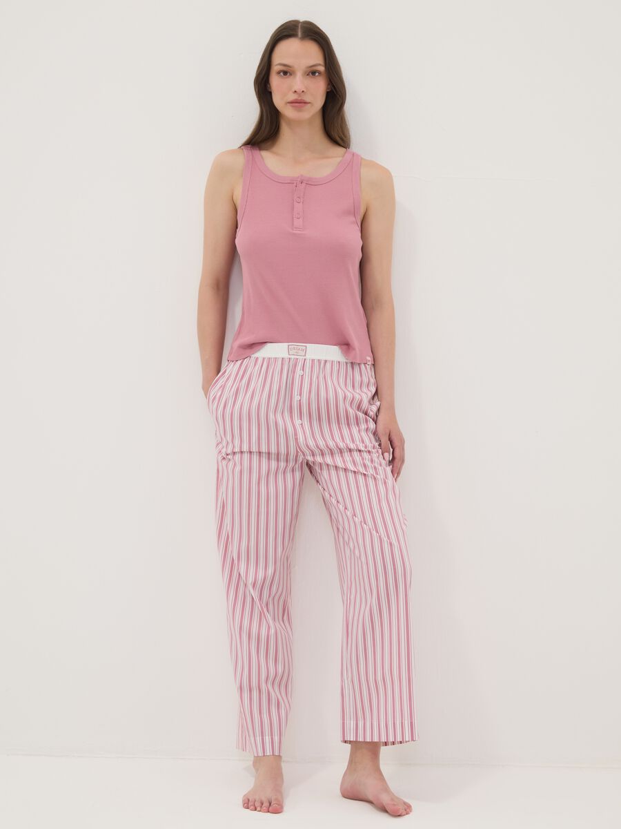 Pink striped stretch cotton-blend poplin pyjama trousers_0