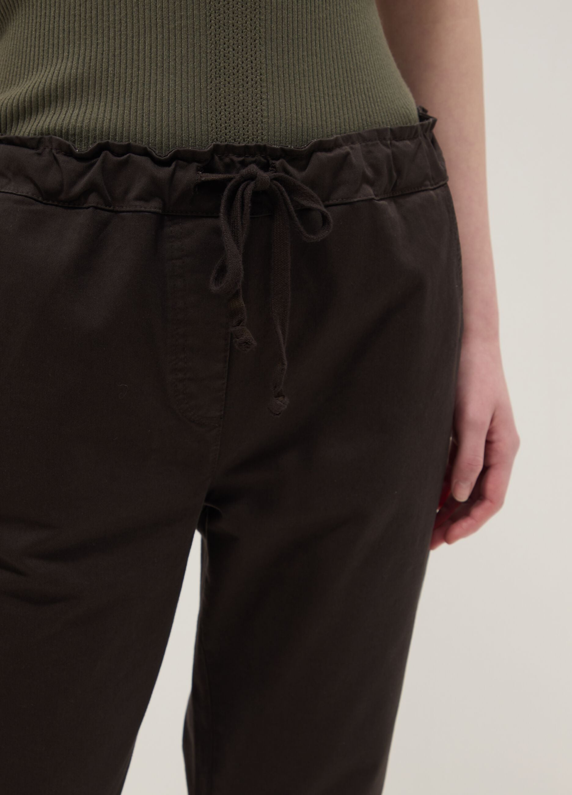 Brown stretch cotton regular fit trousers