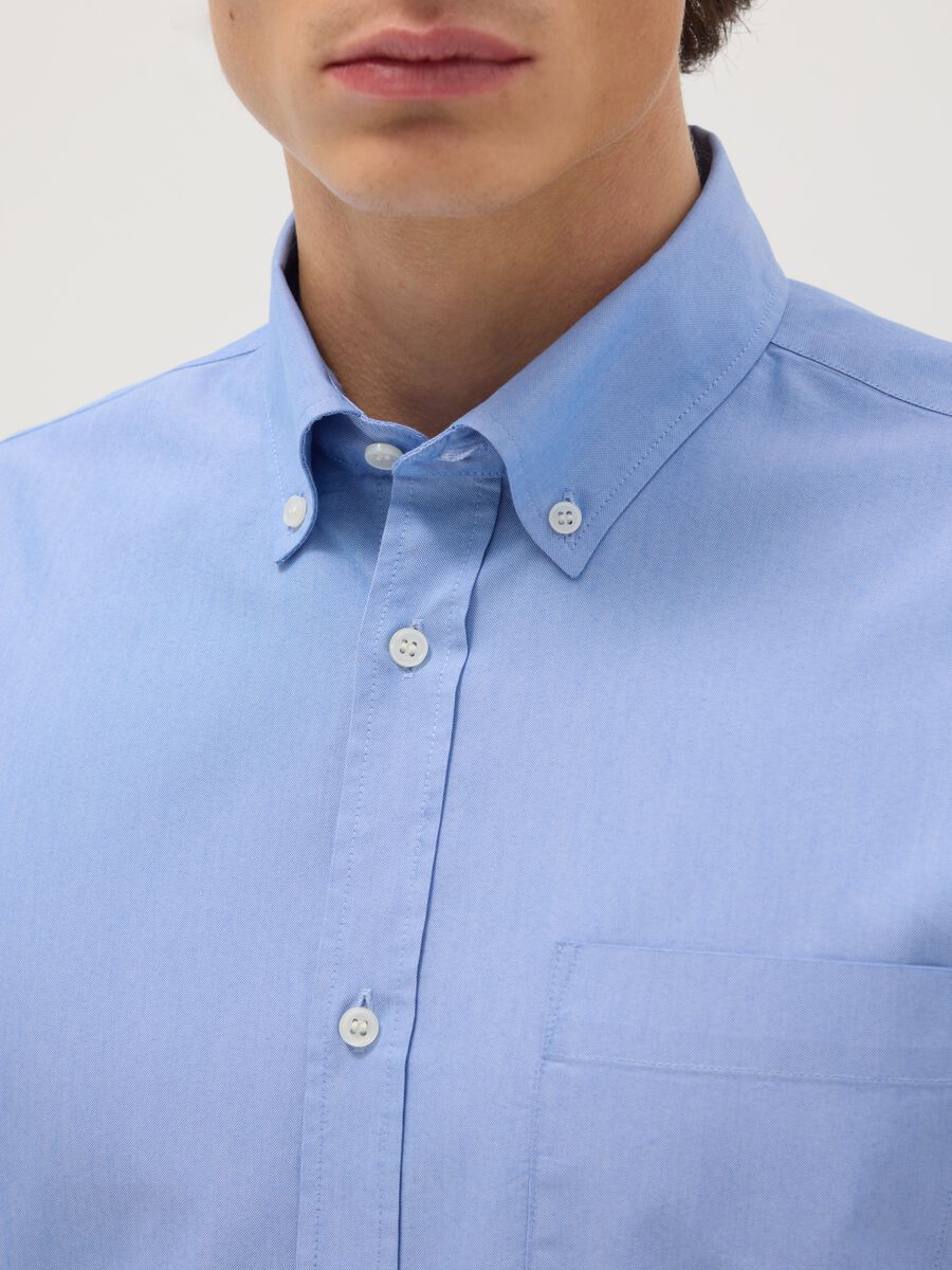 Blue cotton blend shirt regular fit easy iron_1