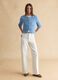 Sky blue cotton blend cardigan regular fit with knitted design_1