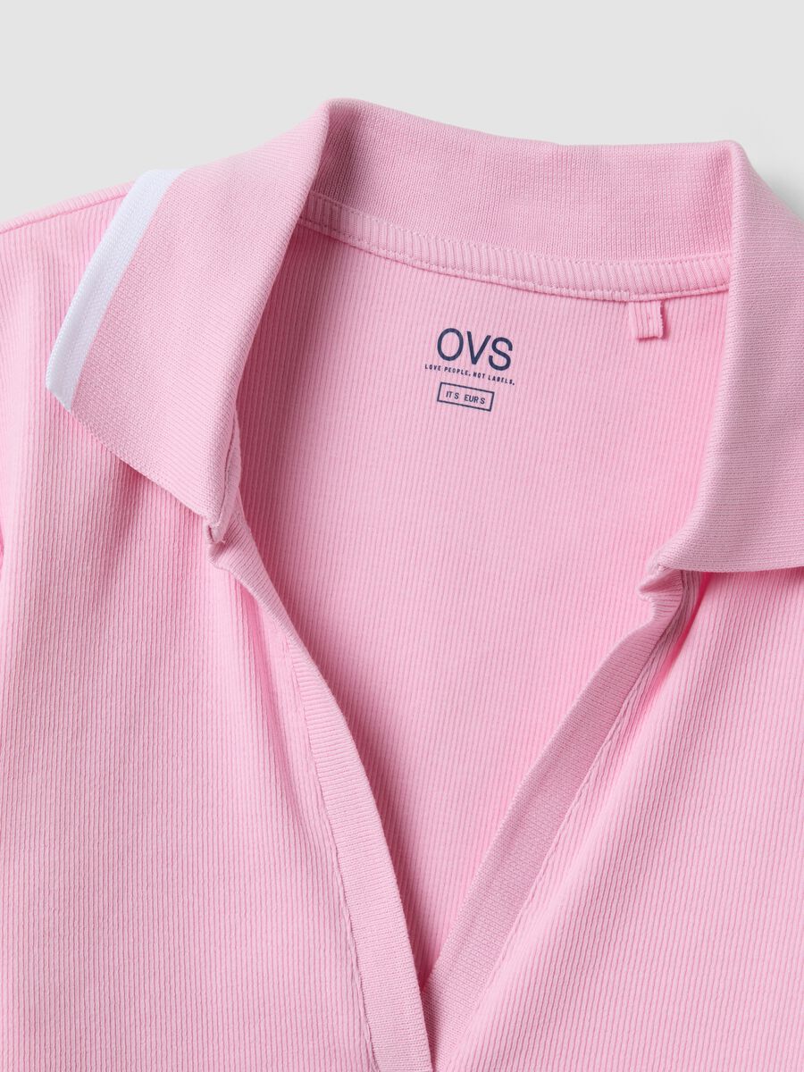 Pink stretch cotton short-sleeve polo shirt, regular fit_5
