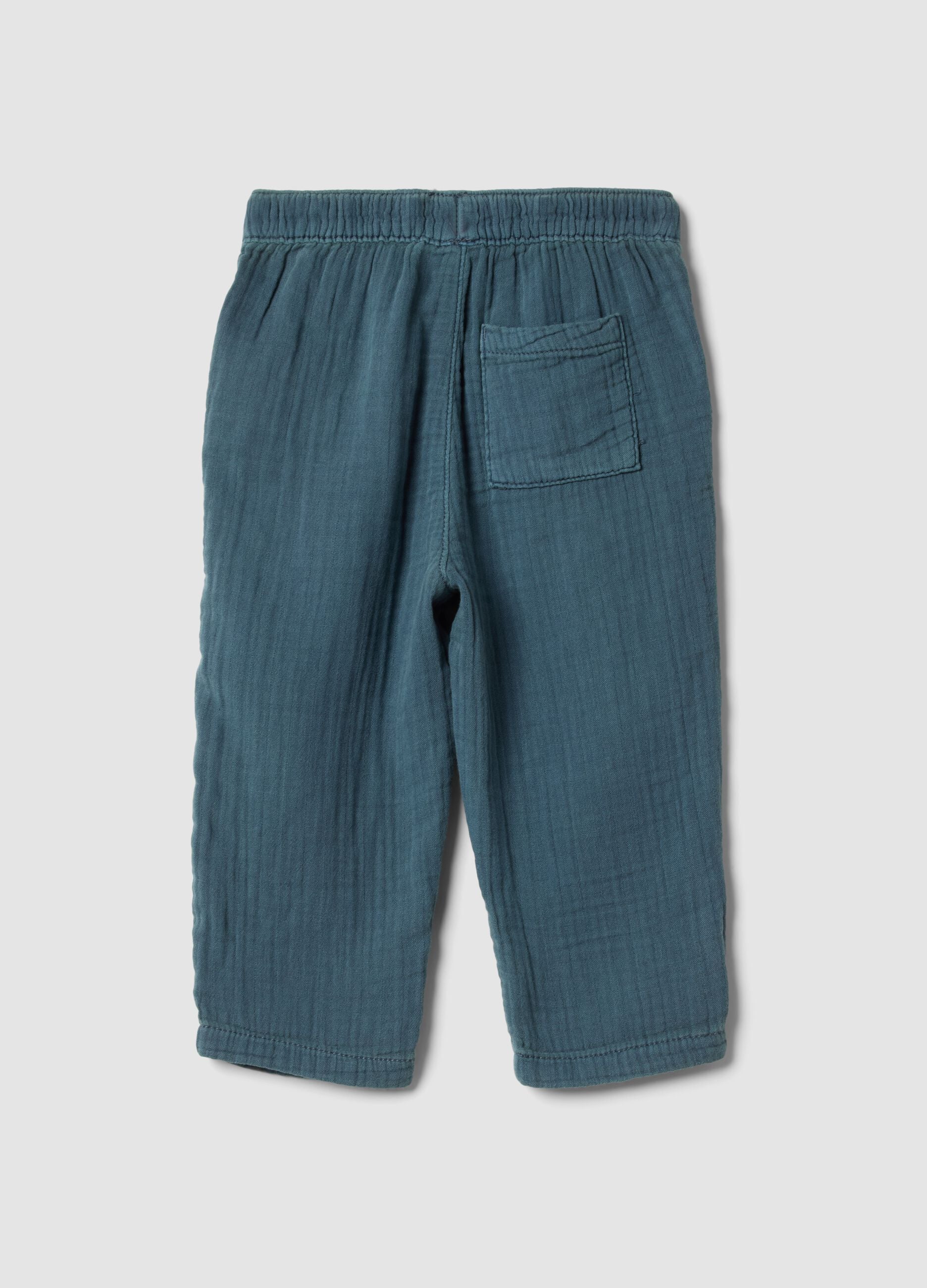 Blue pure cotton children's regular fit trousers