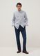 Multicoloured striped shirt with band collar in linen and cotton blend, regular fit_0