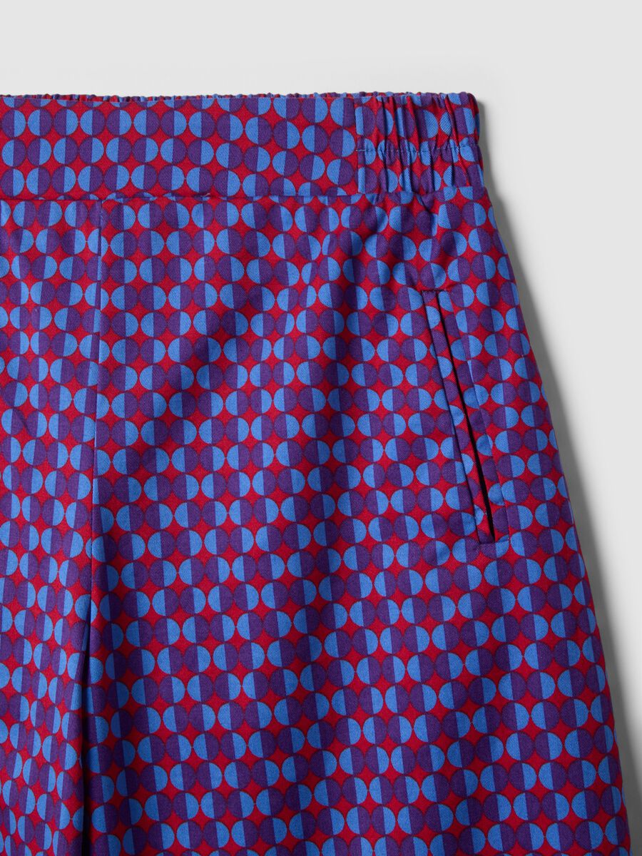 Multicoloured regular fit stretch cotton trousers with print_5