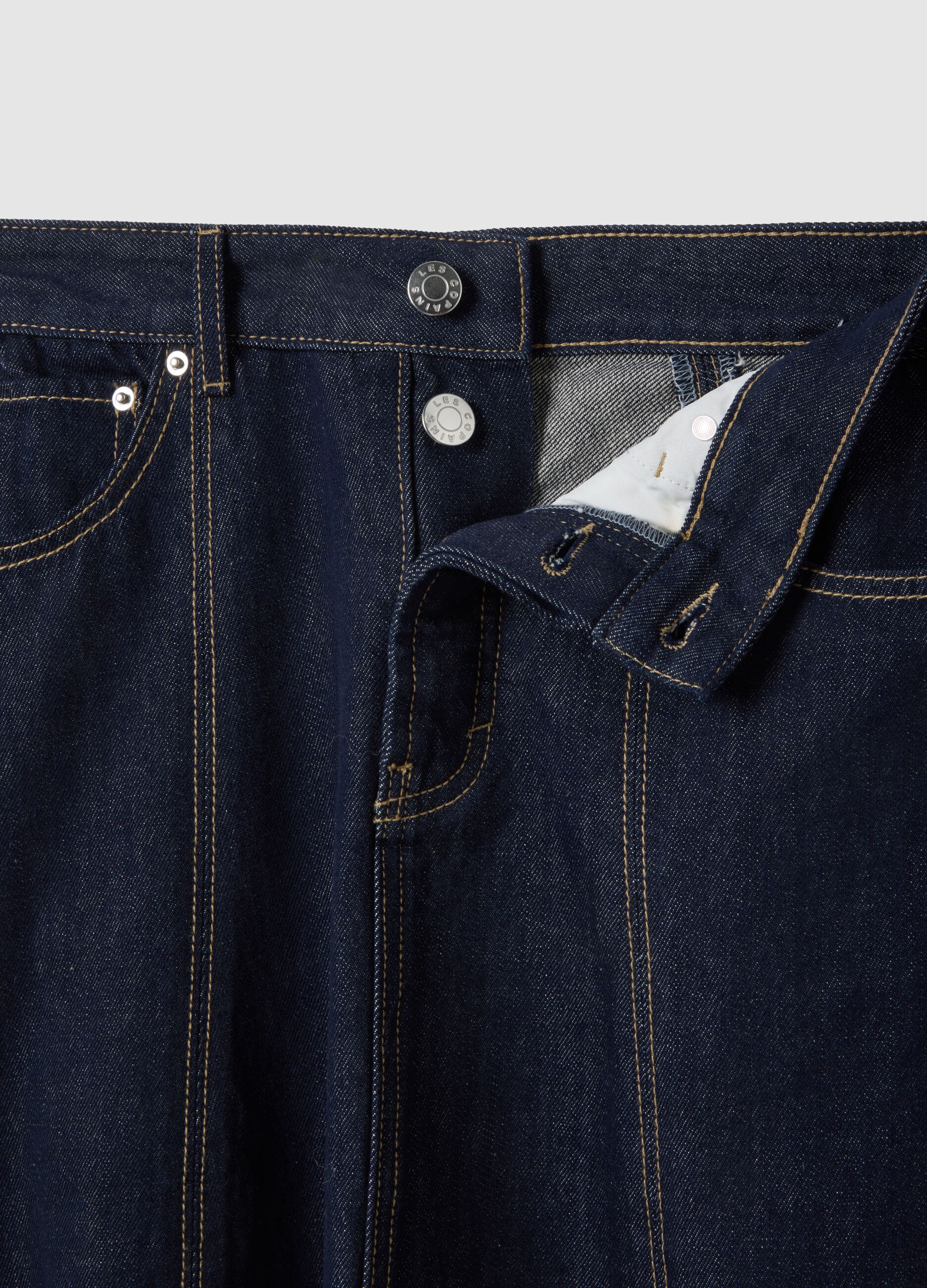 Long skirt in pure blue denim cotton regular fit