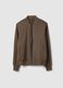 Brown regular fit bomber with full zip_4