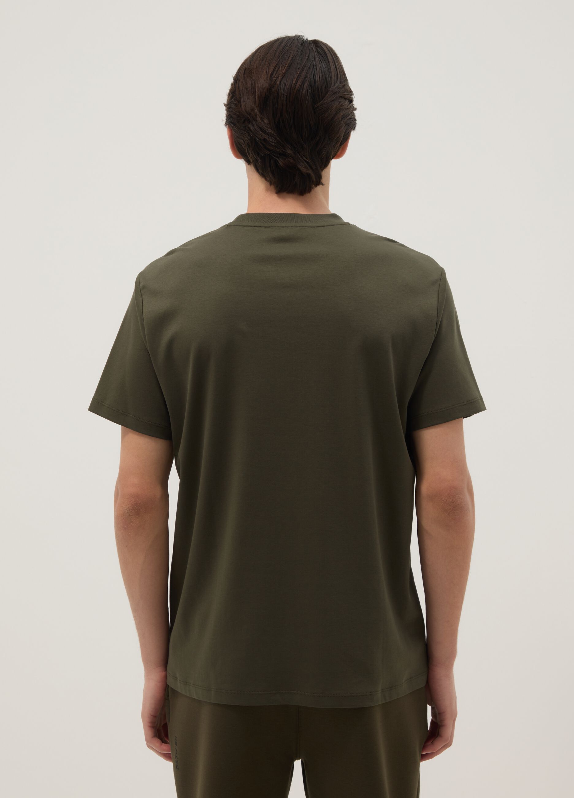Green crew neck T-shirt in pure cotton regular fit