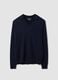 Blue viscose-blend polo with V-neck and regular collar, regular fit_0