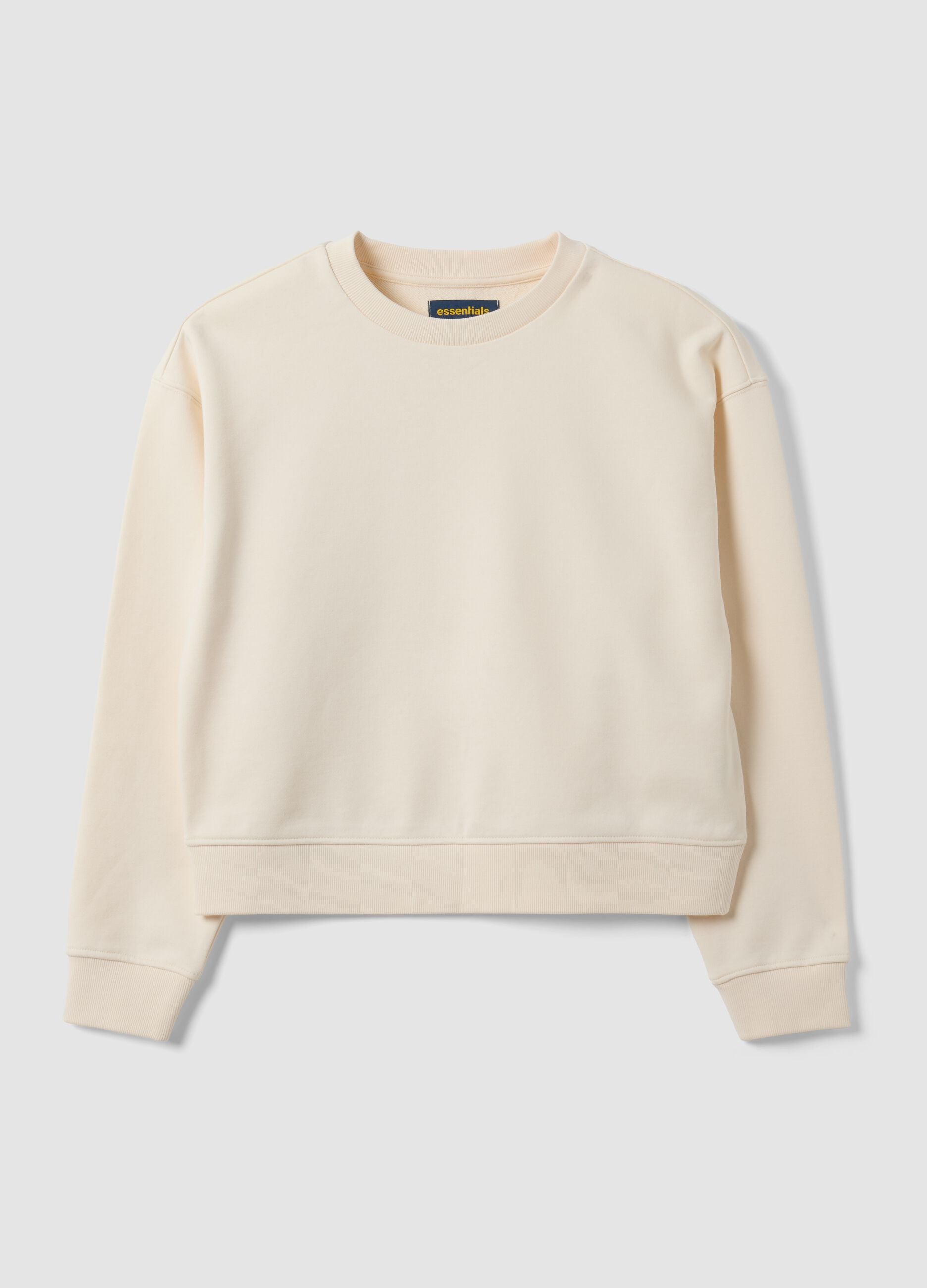Felpa bianca in misto cotone a girocollo regular fit