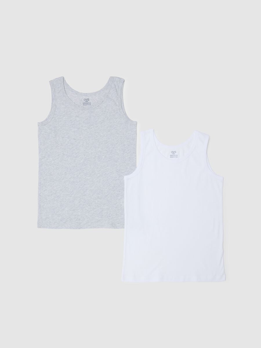 Boys' multi-coloured pure cotton vest twin pack with regular fit_0