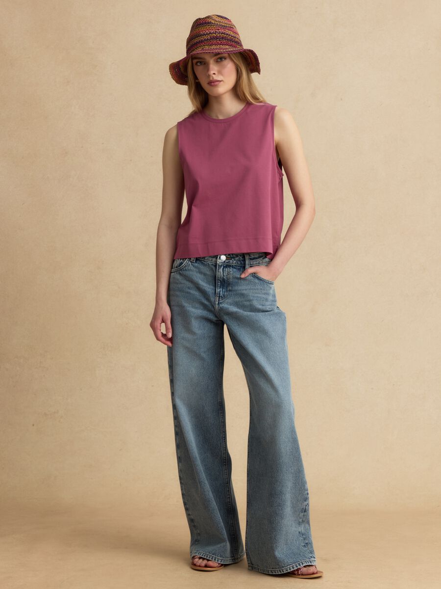 Pink cotton-blend tank top_1