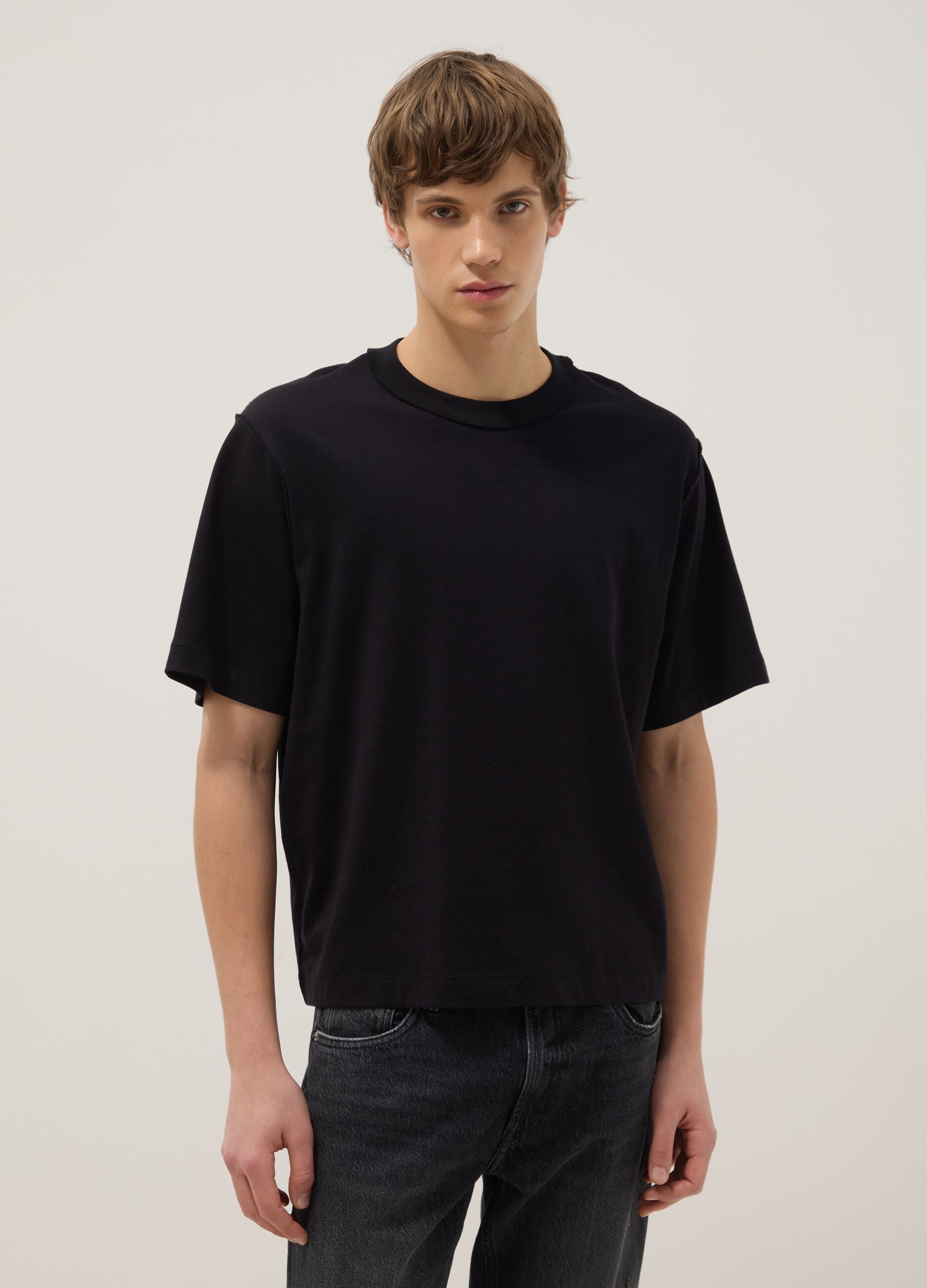 Black pure cotton boxy fit t-shirt
