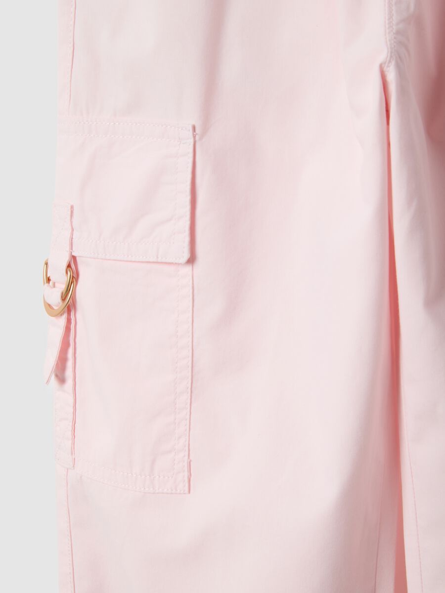 Girls' regular fit pink cotton cargo trousers_3