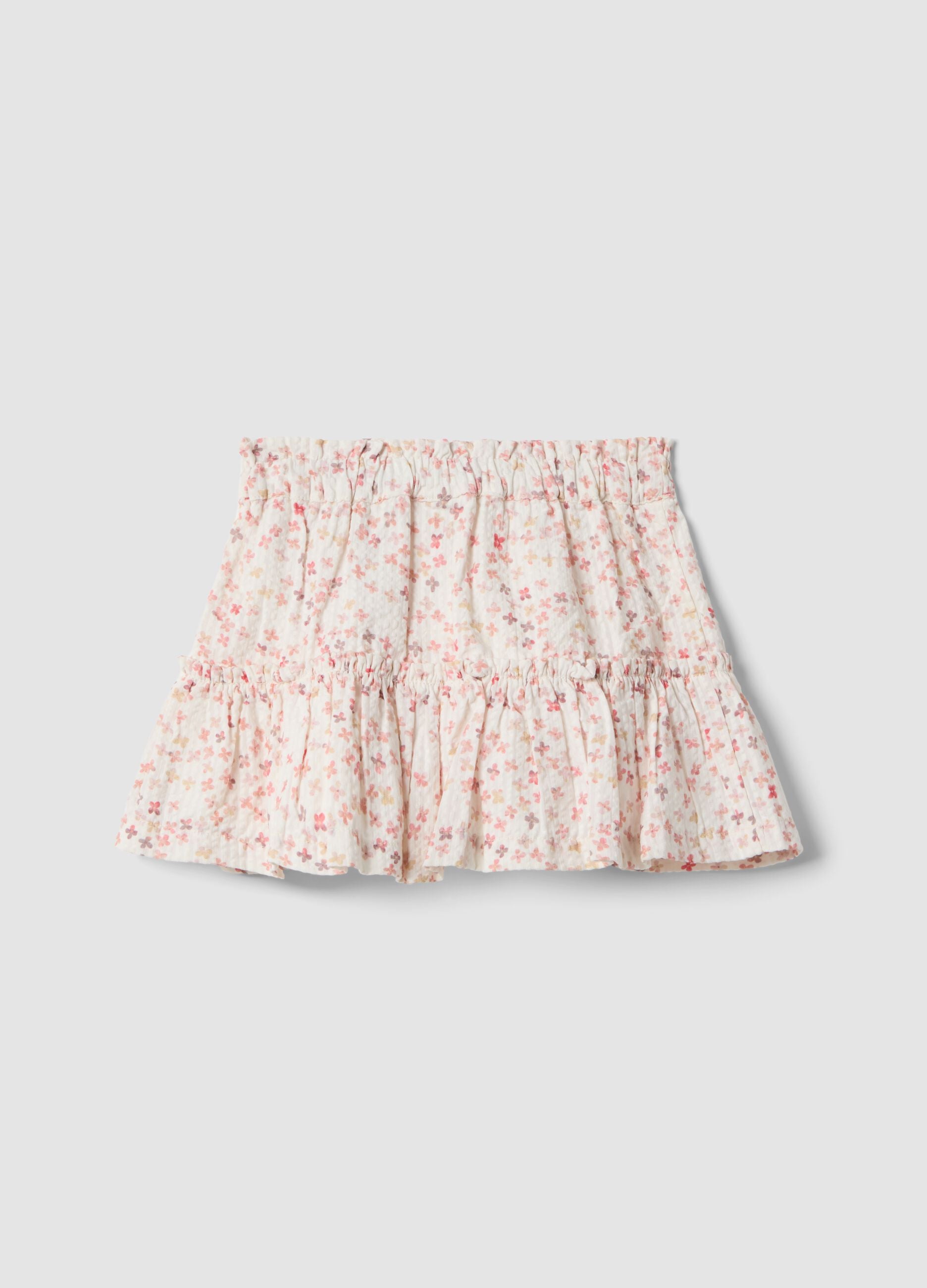 Multicolour pure cotton skirt for girls with floral pattern