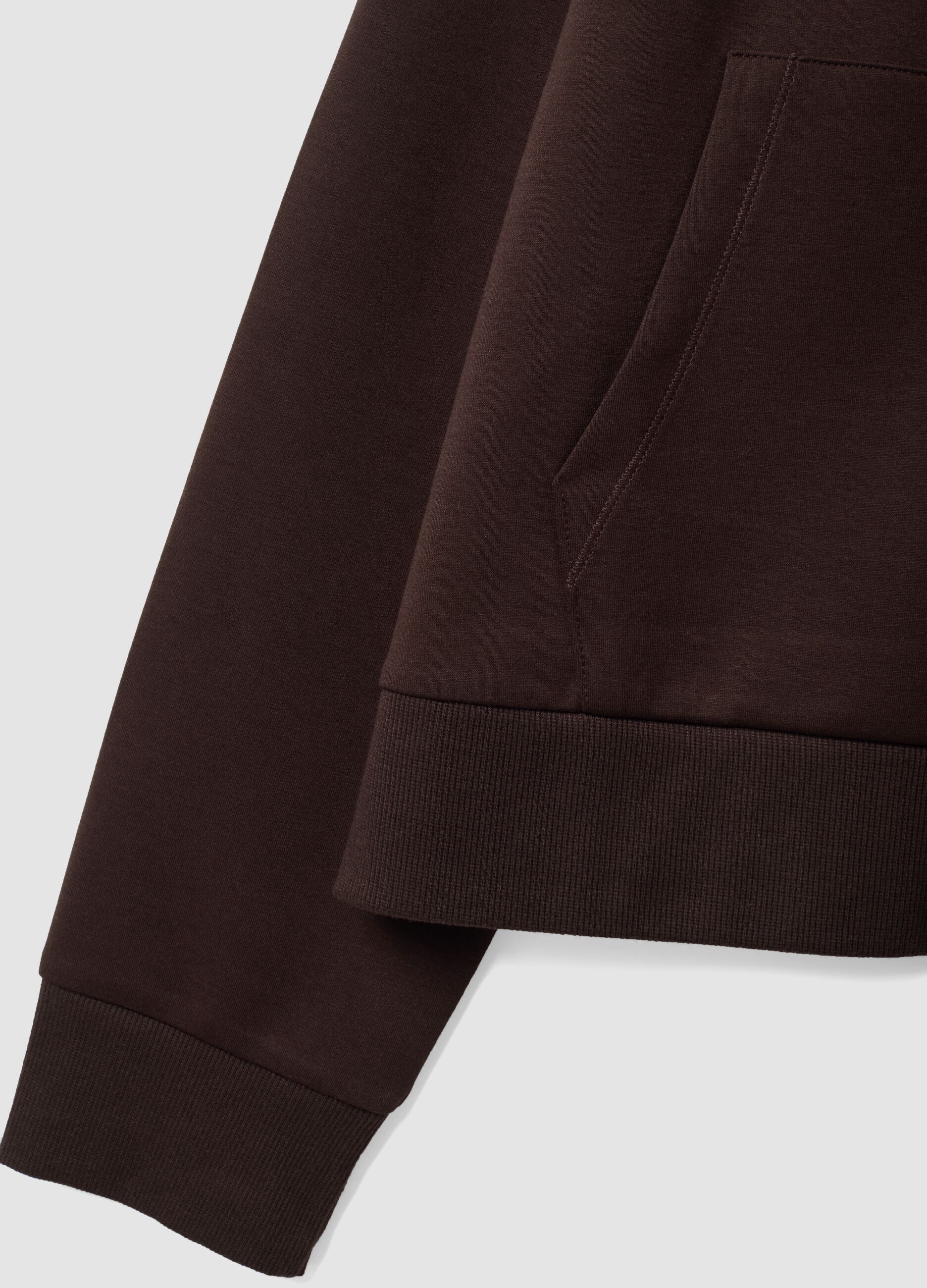 Brown stretch-viscose sweatshirt with regular-fit turtleneck