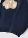 Blue pure cotton sweatshirt with crew neck, zip and teddy bear detail for baby girl_3