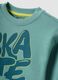 Green oversized pure cotton hoodie with print and kangaroo pocket for boys_2