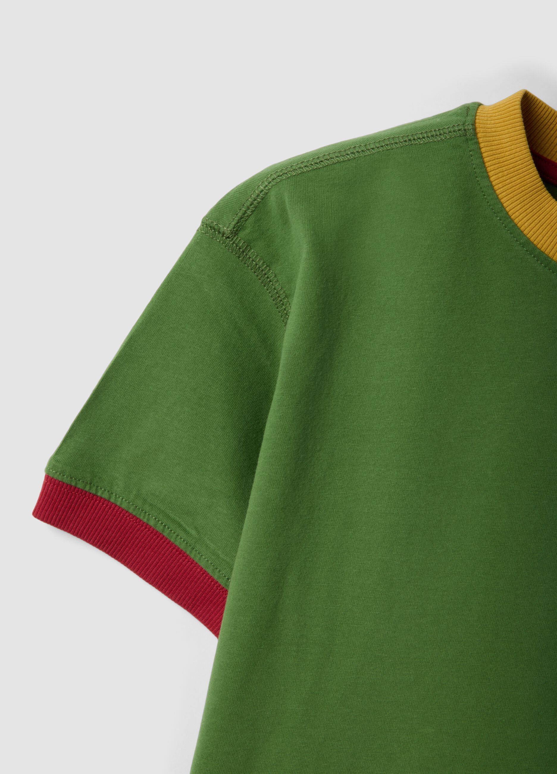 Green short-sleeved pure cotton T-shirt