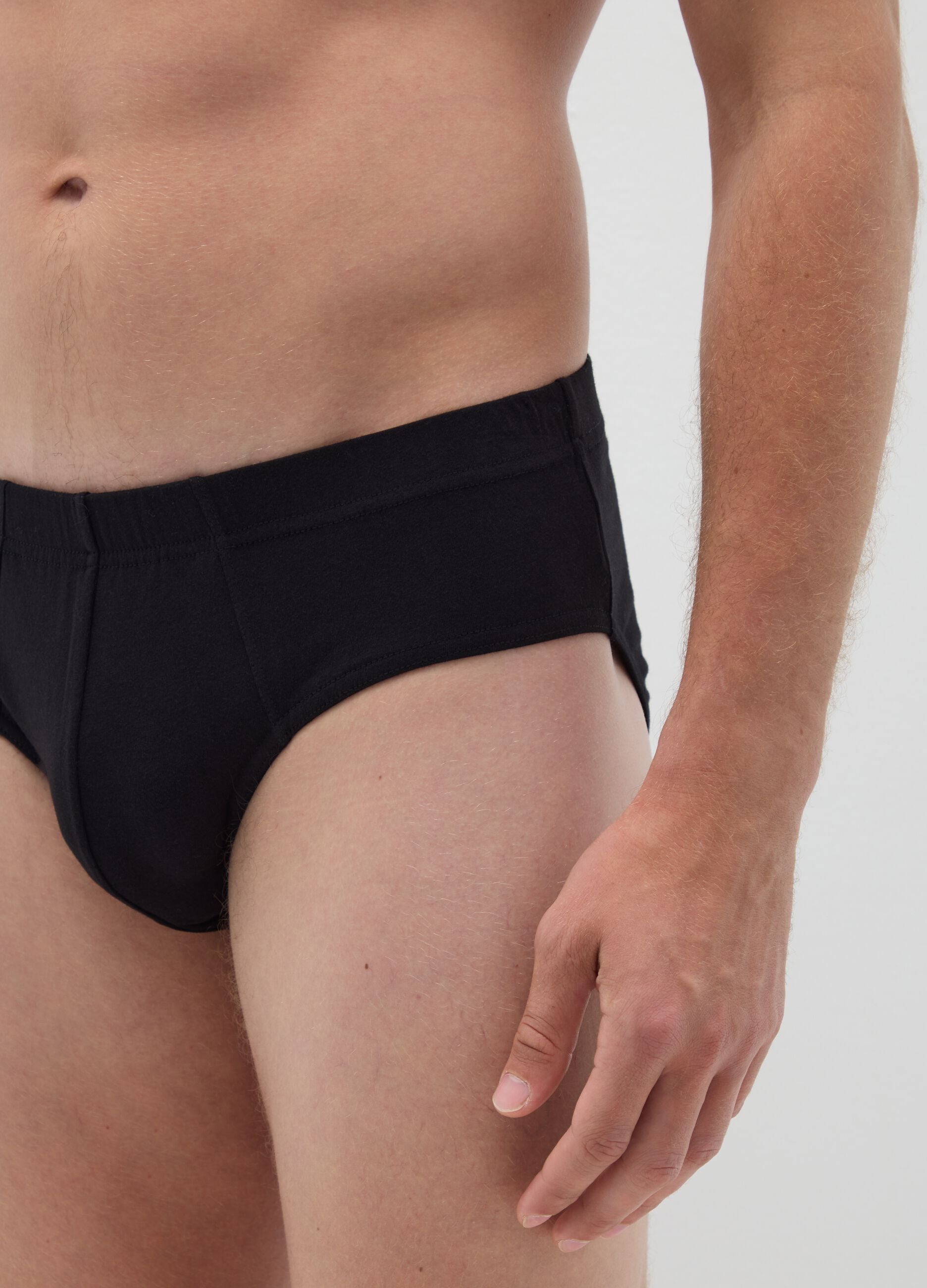Set of black cotton regular fit tripack briefs