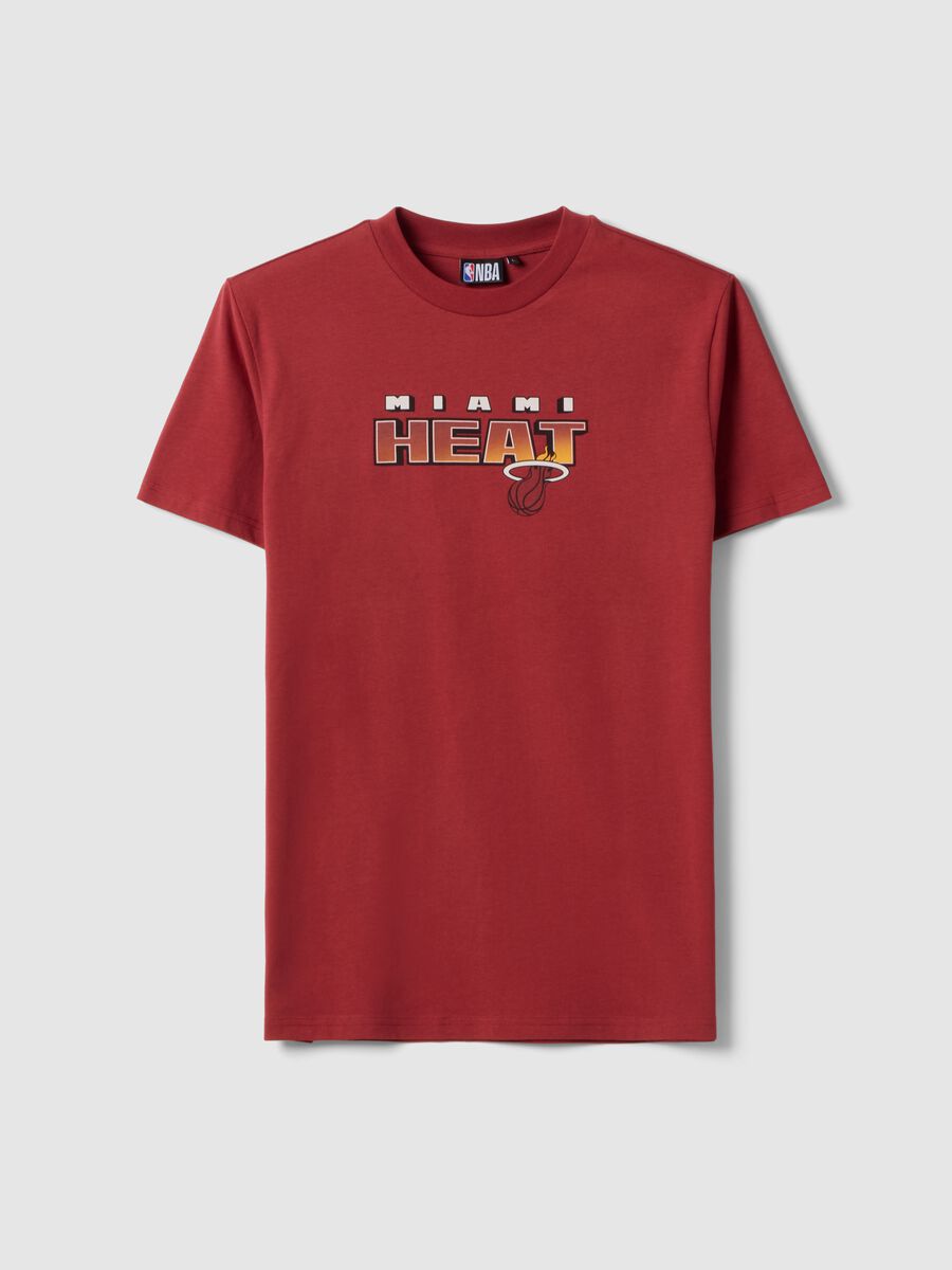 Red pure cotton regular fit T-shirt with Miami Heat print_4