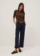 Brown stretch viscose t-shirt regular fit with boat neckline_1