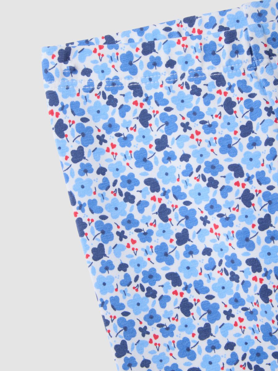 Leggings slim in cotone elasticizzato multicolor da bimba con fiori_2