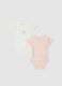 Multicolour pure cotton bodysuit twin pack for baby girls_0